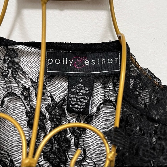 POLY & ESTHER Black Y2K Lace Long Line Sleeveless Kimono Duster Size Small - Picture 3 of 5